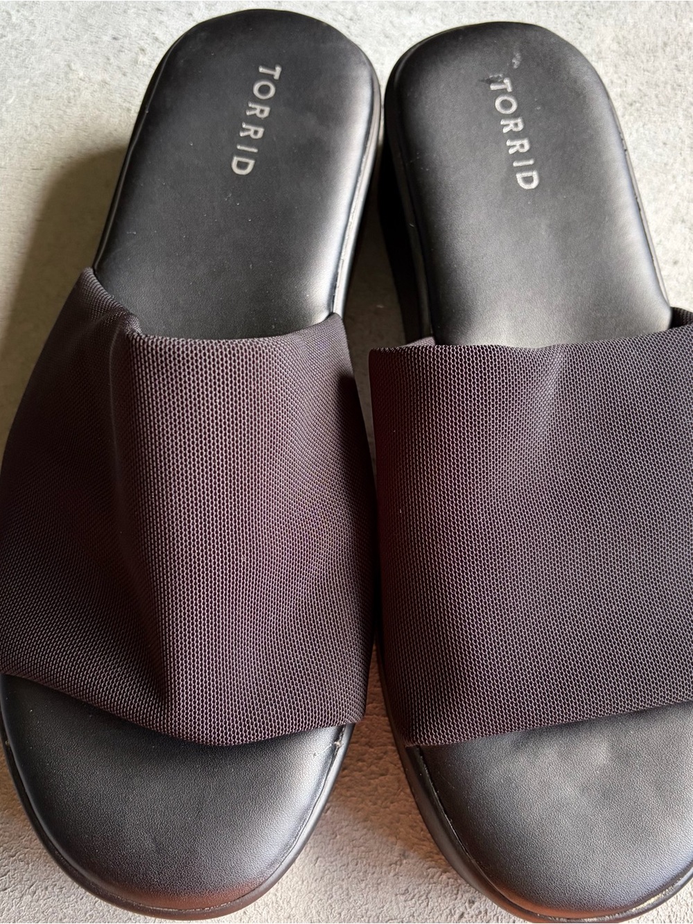 torrid Wide Strap Slide Sandals in Black